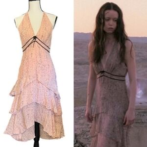 RARE BCBGMAXAZRIA Pink Silk floral dress Hanky Hem Worn by Summer Glau Size 6